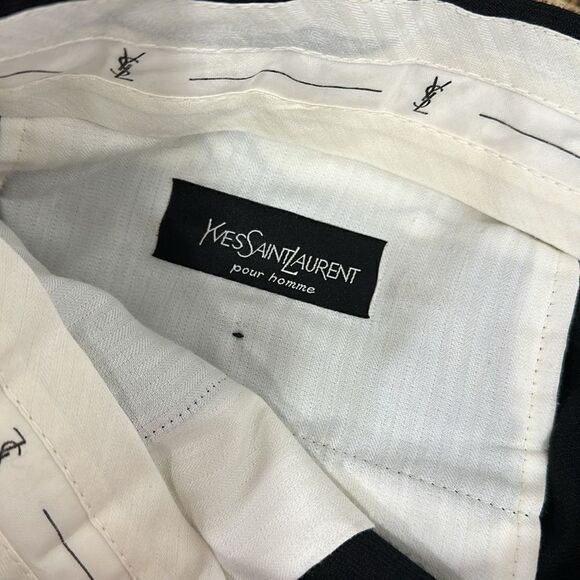 Yves Saint Laurent Black Wool Blend Pleated Front Classic Fit Pants Size 38 x 32 - Picture 6 of 11